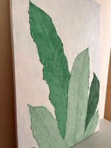 3D leaf painting for drawing room 
